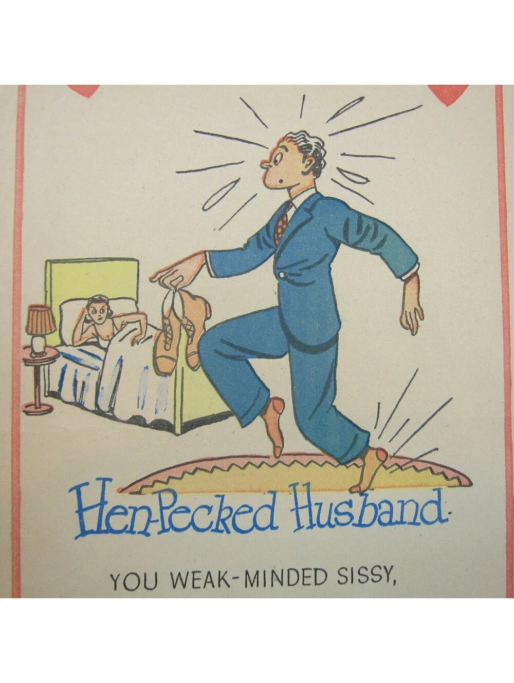 Vintage Vinegar Valentine Hen-Pecked Husband Penny Dreadful Insult Poem Ephemera